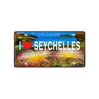 Plaque métal déco vintage 🌍 SEYCHELLES N° 21 ✔