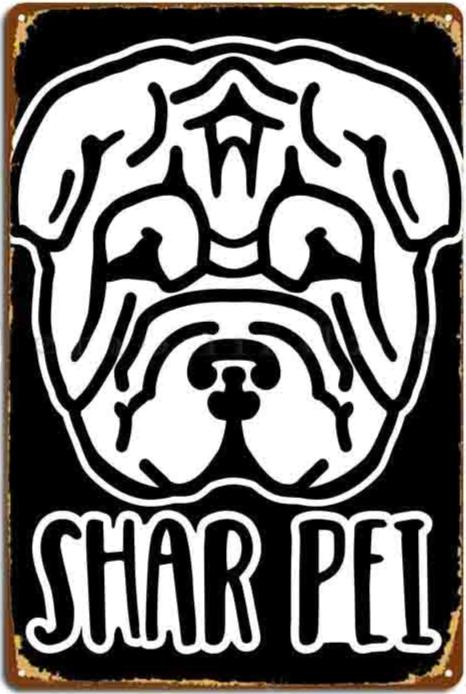 SHAR PEI Plaque métal décorative vintage