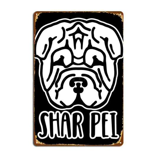 SHAR PEI Plaque métal décorative vintage