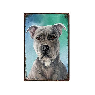 Piatto decorativo vintage in metallo 🐕 PITBULL N° 22 ✔