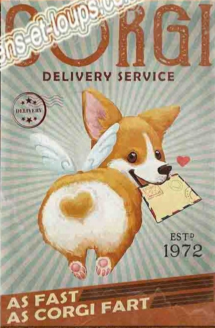 CORGI PLAQUE CORGI DELIVERY SERVICE  AS FART AS CORGI FART