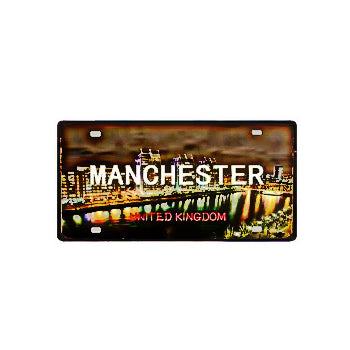 Plaque métal déco vintage 🌎 MANCHESTER Angleterre N° 47 ✔