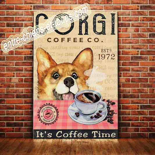 CORGI PLAQUE CORGI COFFEE CO. IT'S COFFEE TIME