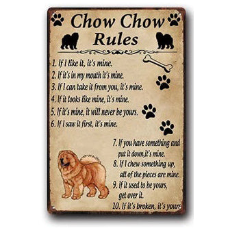 Plaque métal déco vintage 🐕  CHOW CHOW N° 54 ✔