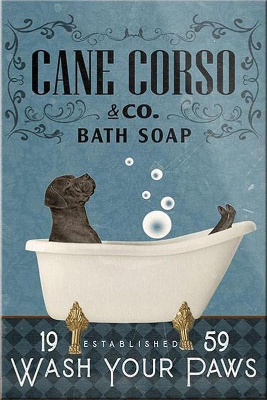 CANE CORSO PLAQUE DECO PUB BATH SOAP WASH YOUR PAWS