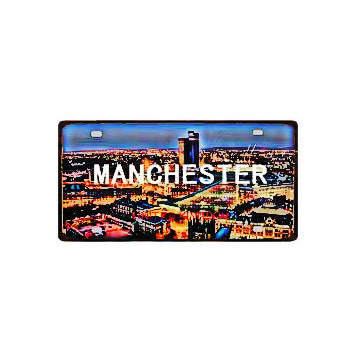 Targa metallica decorativa vintage 🌎 MANCHESTER Inghilterra N. 46 ✔