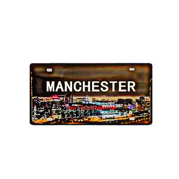 Targa metallica decorativa vintage 🌎 MANCHESTER Inghilterra N. 45 ✔