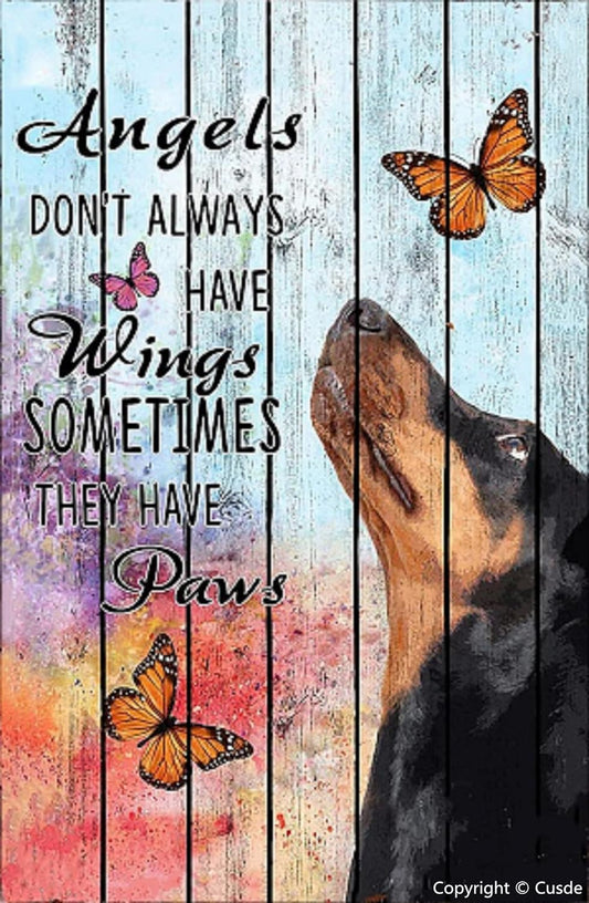 DOBERMAN PLAQUE Angels Don‘t Always Have Wings Sometimes They Have Paws