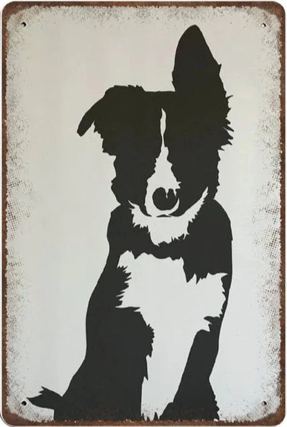 BORDER COLLIE PLAQUE PORTRAIT N & B