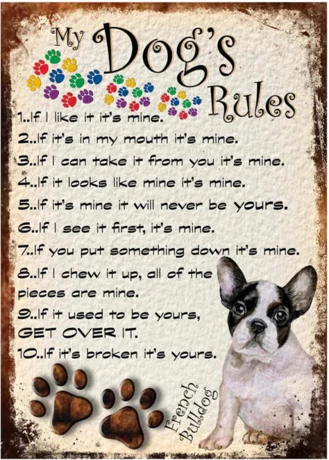 BOULEDOGUE PLAQUE DOGS RULES