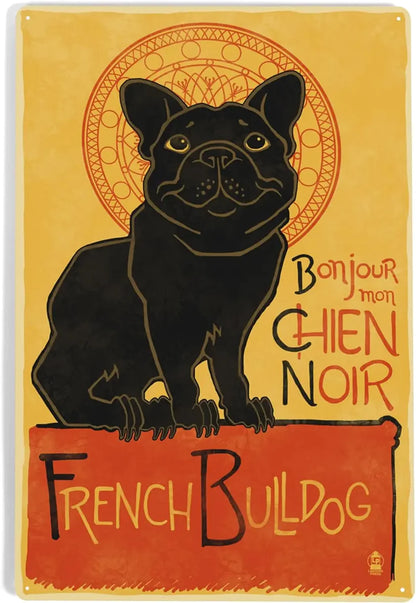 BULLDOG PLAQUE BONJOUR MON CHIEN NOIR