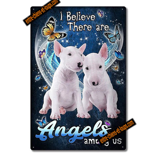 BULL TERRIER PLAQUE I BELIVE THERE ARE ANGELS AMONG US