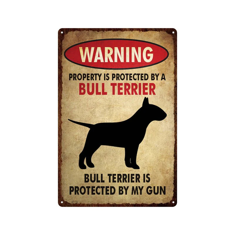 BULL TERRIER PLAQUE WARNING