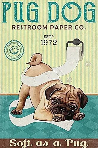 CARLIN PLAQUE PUG DOG RESTROOM PAPER CO. SOFT AS A PUG