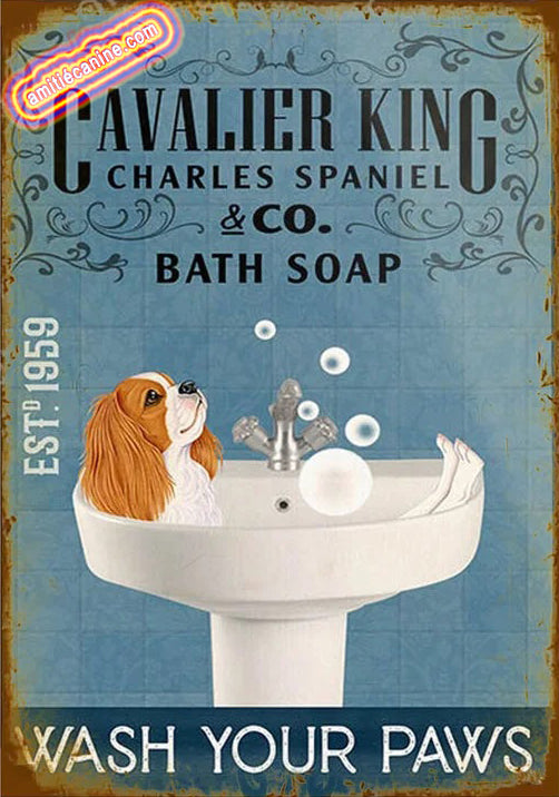 CAVALIER KING CHARLES SPANIEL & CO. PLAQUE BATH SOAP WASH YOUR PAWS