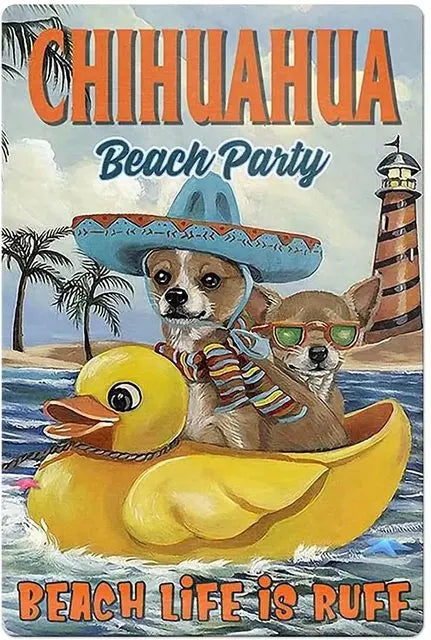 CHIHUAHUA PLAQUE BEACH PARTY BEACH LIFE IS RUFF