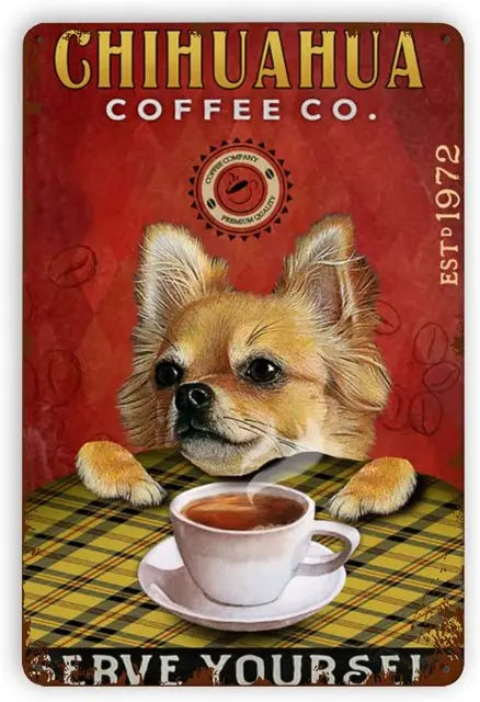 CHIHUAHUA PLAQUE CHIHUAHUA COFFE CO. SERVE YOURSELF