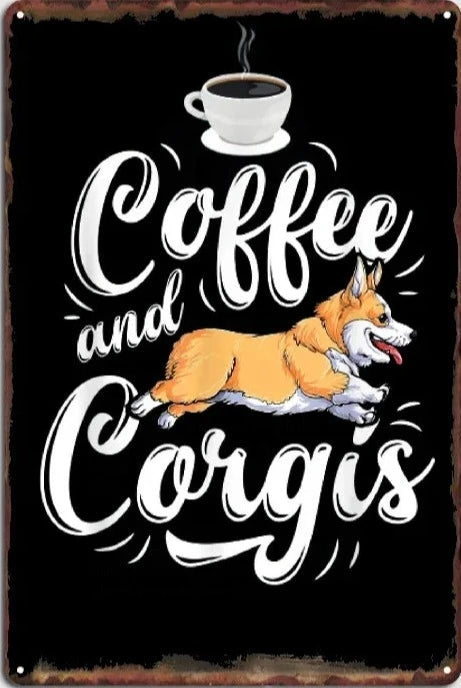 CORGI PLAQUE COFFEE AND CORGIS.