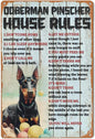 DOBERMAN PLAQUE DOBERMAN PINSCHER HOUSES RULES.