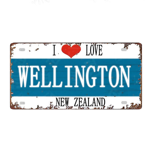 Vintage decorative metal plate 🌍 WELLINGTON New Zealand No. 9 ✔