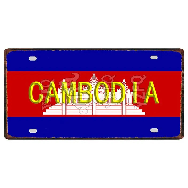 Plaque métal déco vintage 🌎 CAMBODGE N° 5 ✔