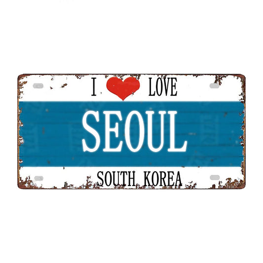 Plaque métal déco vintage 🌍 SEOUL Corée du Sud N° 18 ✔