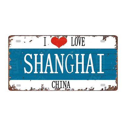 Plaque métal déco vintage 🌏 SHANGHAI  Chine N° 14 ✔