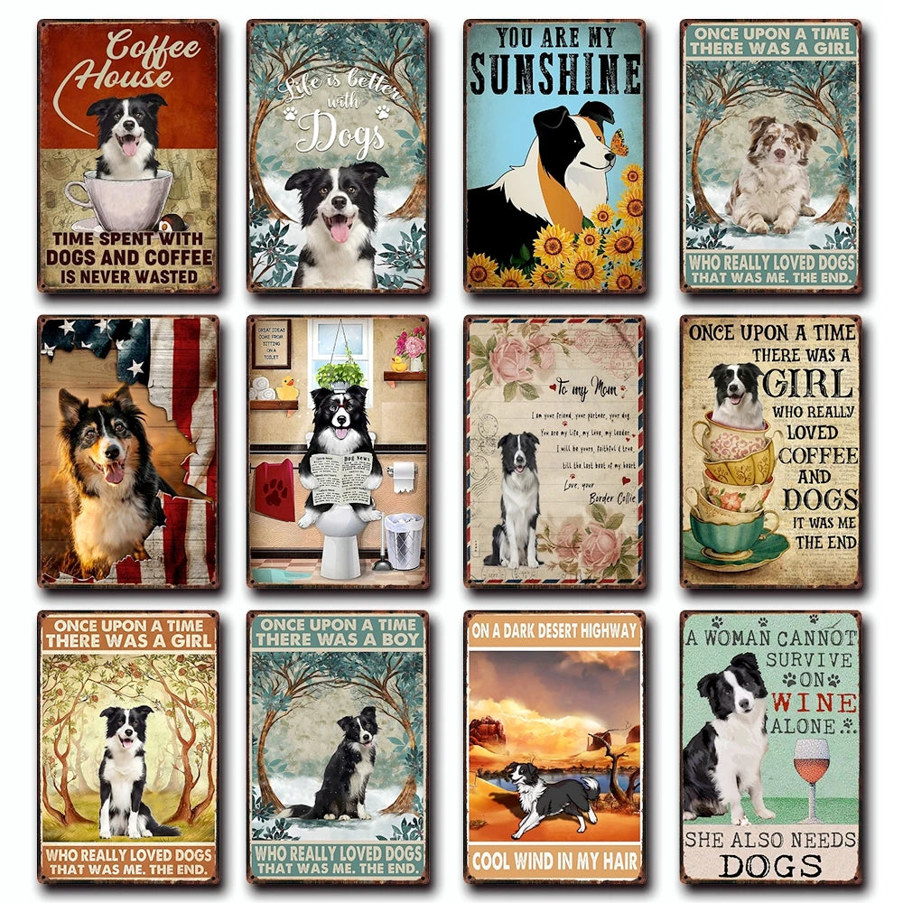 Plaque métal déco vintage 🐕  BORDER COLLIE N° 48 ✔