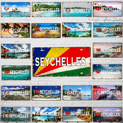 Plaque métal déco vintage 🌍 SEYCHELLES N° 11 ✔