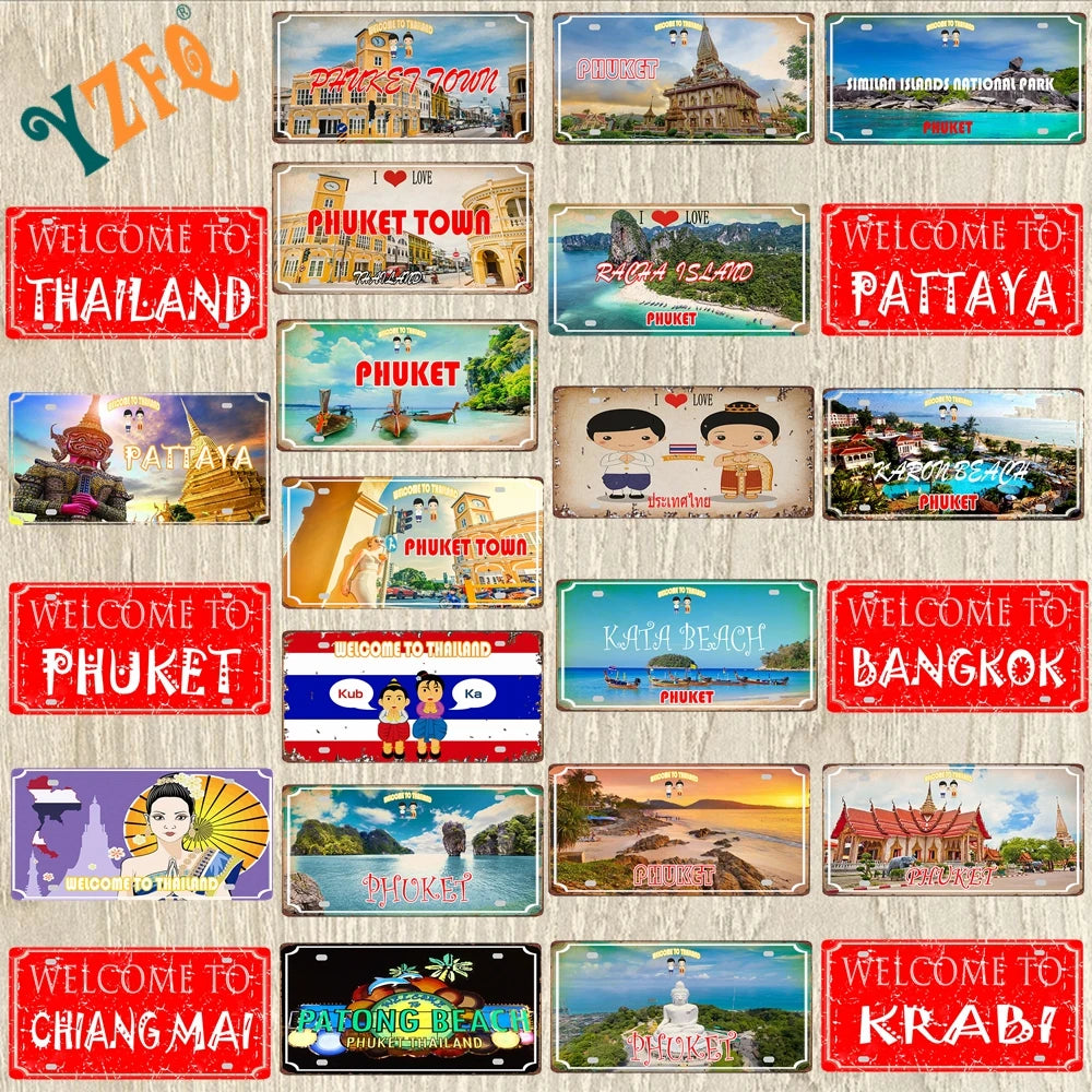 Plaque métal déco vintage 🌎PHUKET Thaïlande N° 54 ✔