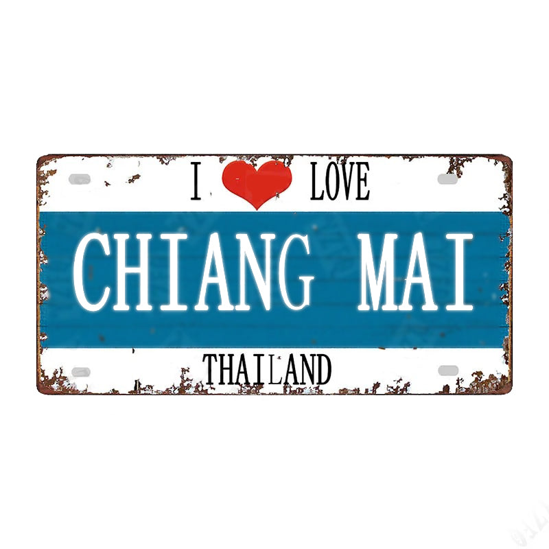 Plaque métal déco vintage 🌎CHIANG MAI Thaïlande N° 68 ✔