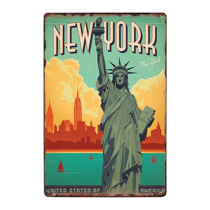 Plaque metal deco vintage 🌎 NEW YORK Etats Unis N° 173 ✔