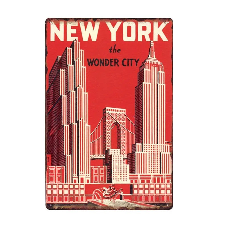 Plaque metal deco vintage 🌎 NEW YORK Etats Unis N° 173 ✔