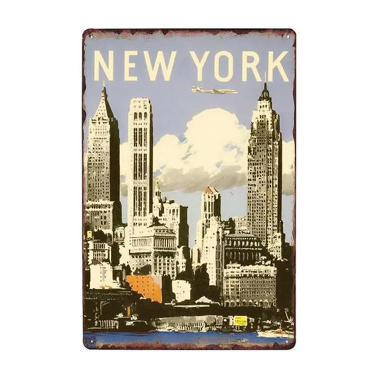 Plaque metal deco vintage 🌎 NEW YORK Etats Unis N° 179 ✔