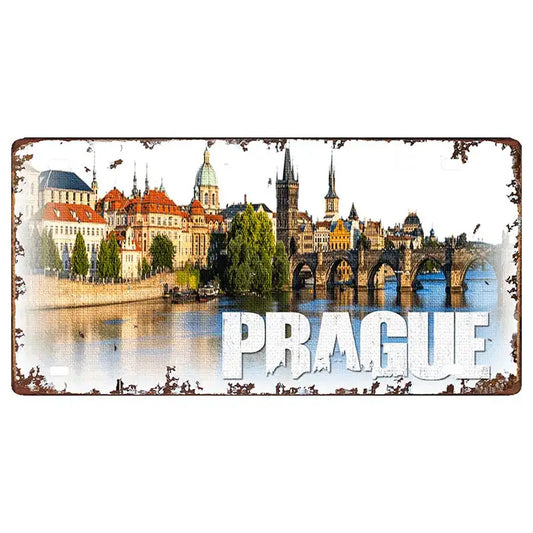 Plaque métal déco vintage 🌍 PRAGUE ( Tchéquie ) N° 2 ✔