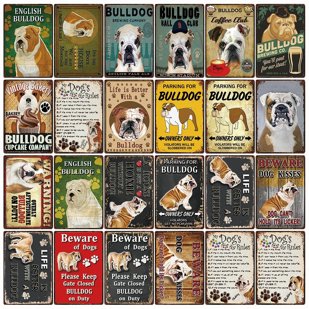 Plaque métal déco vintage 🐕  BULLDOG N° 52 ✔