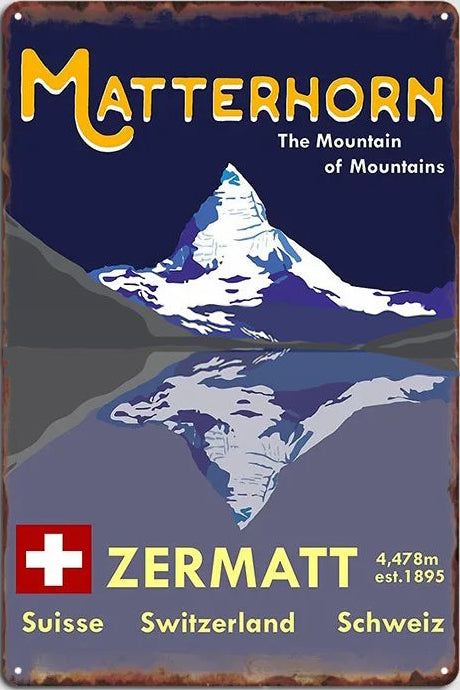 Plaque métal déco vintage 🌍 SUISSE Zermatt N° 16 ✔