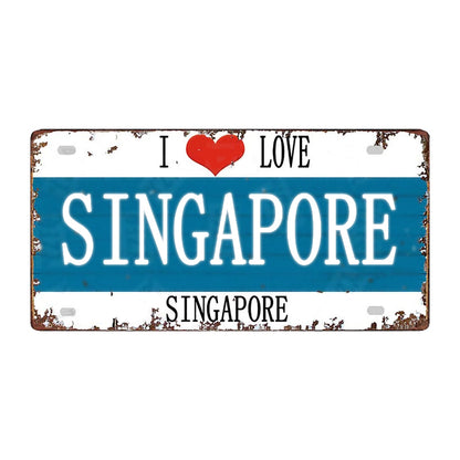 Metallplatte Deko Vintage 🌍 SINGAPUR N° 10 ✔