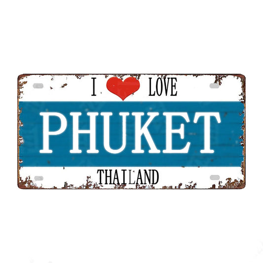 Vintage decorative metal plate 🌎PHUKET Thailand No. 66 ✔