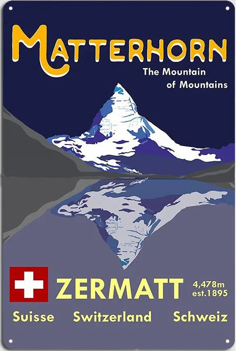 Plaque métal déco vintage 🌍 SUISSE Zermatt N° 17 ✔