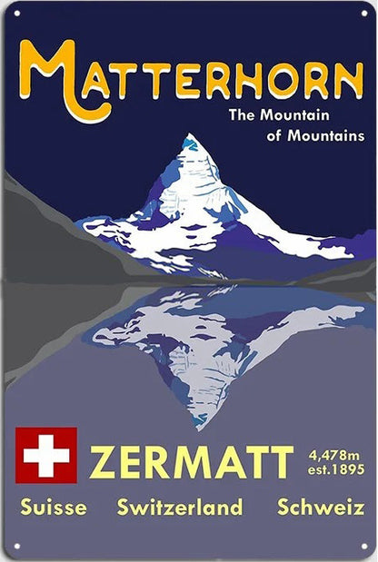 Plaque métal déco vintage 🌍 SUISSE Zermatt N° 17 ✔