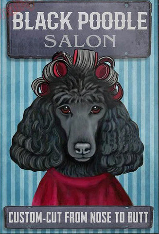 CANICHE PLAQUE BLACK POODLE SALON  CUSTOM CUT FROM NOSE TO BUTT