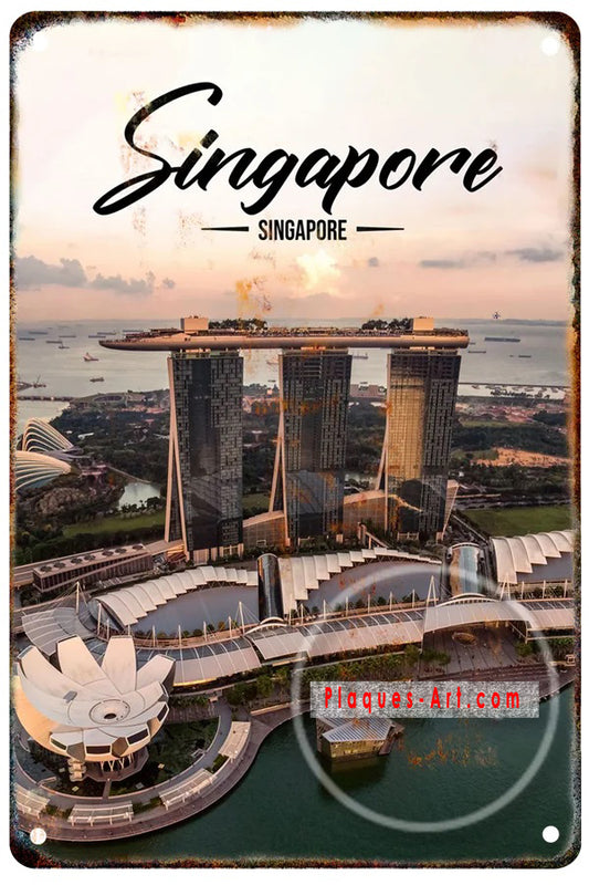 Plaque métal déco vintage 🌏 SINGAPOUR
