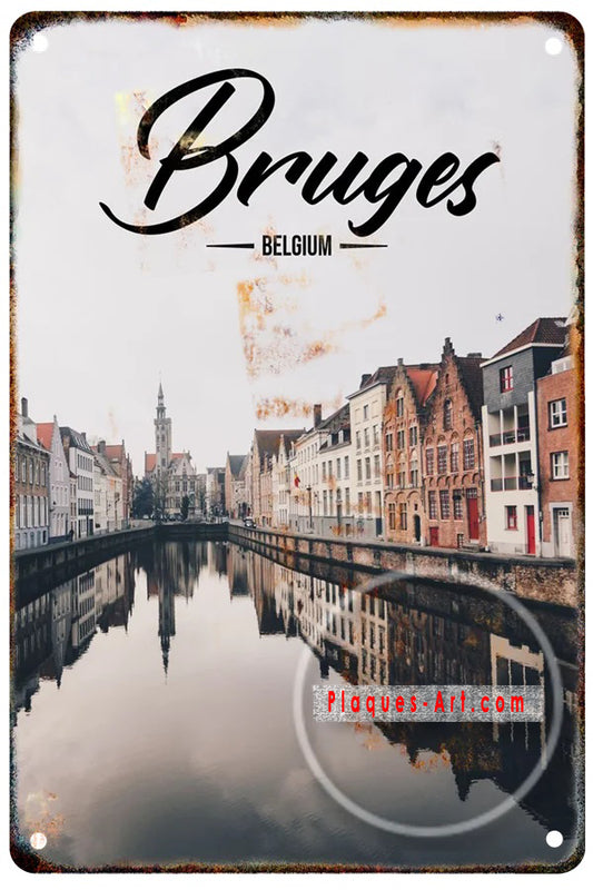 Plaque métal déco vintage 🌍 BELGIQUE Bruges