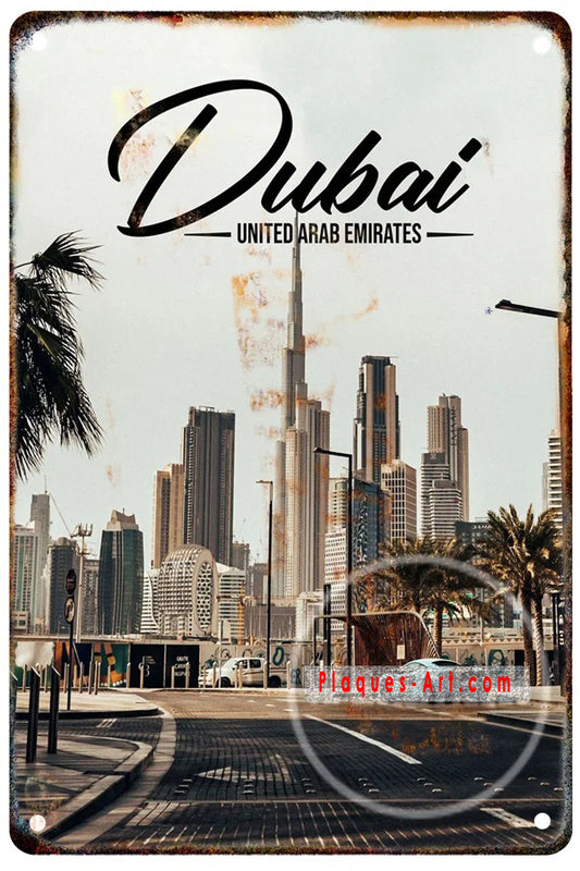 Plaques métal déco vintage 🌍 EMIRATS ARABES UNIS Dubai