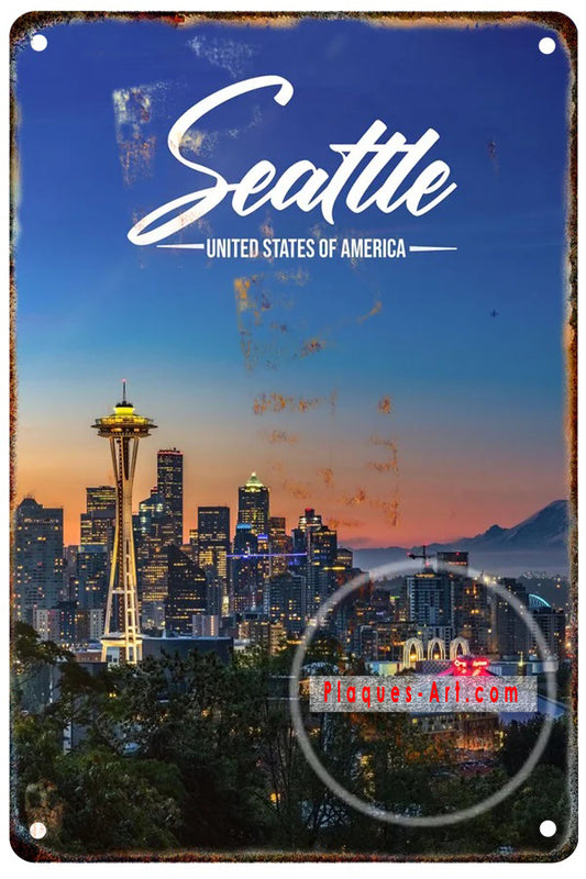 Plaque métal déco vintage 🌎 ETATS UN Seattle
