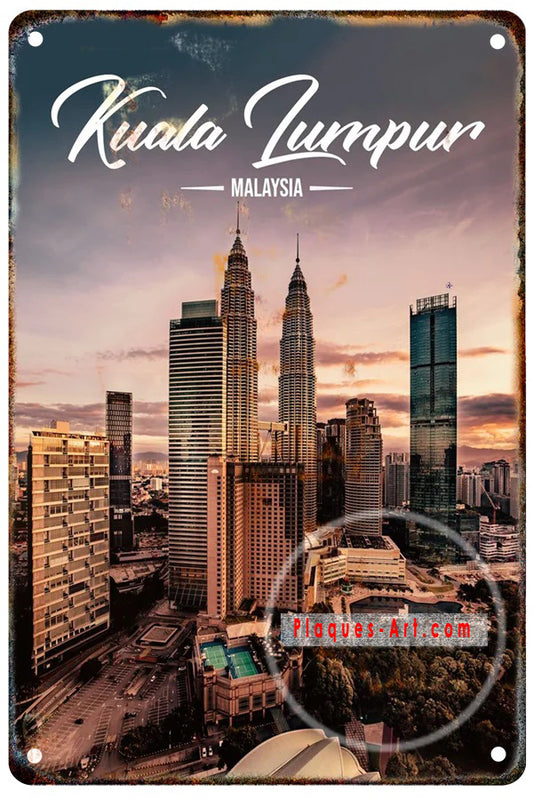 Plaque métal déco vintage 🌏 MALAISIE Kuala Lumpur