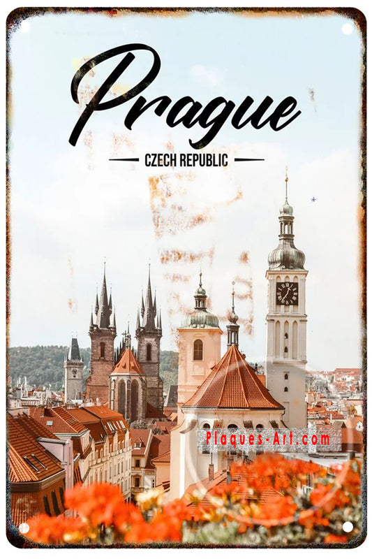 Plaque métal déco vintage 🌍 TCHEQUIE Prague
