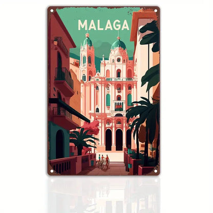 Plaque métal déco vintage 🌎 MALAGA Espagne N° 83 ✔