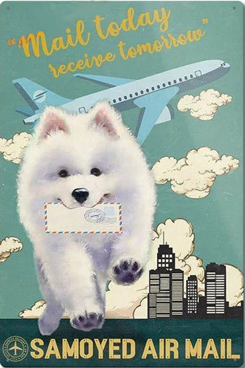 Plaque métal déco vintage 🐕 SAMOYED N° 3